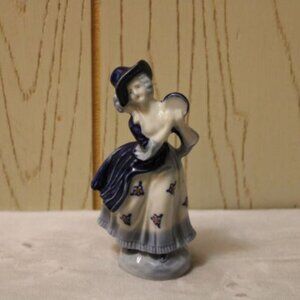 Occupied Japan Blue & White Woman Figurine - Vintage